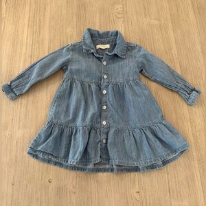 Long sleeve, denim shirt dress with matching bloomers